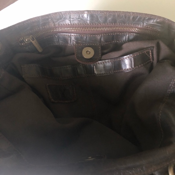 Innue Italian Leather Dark Brown/Calf Hair Front Pocket Gold Hardware Bag - Picture 7 of 9